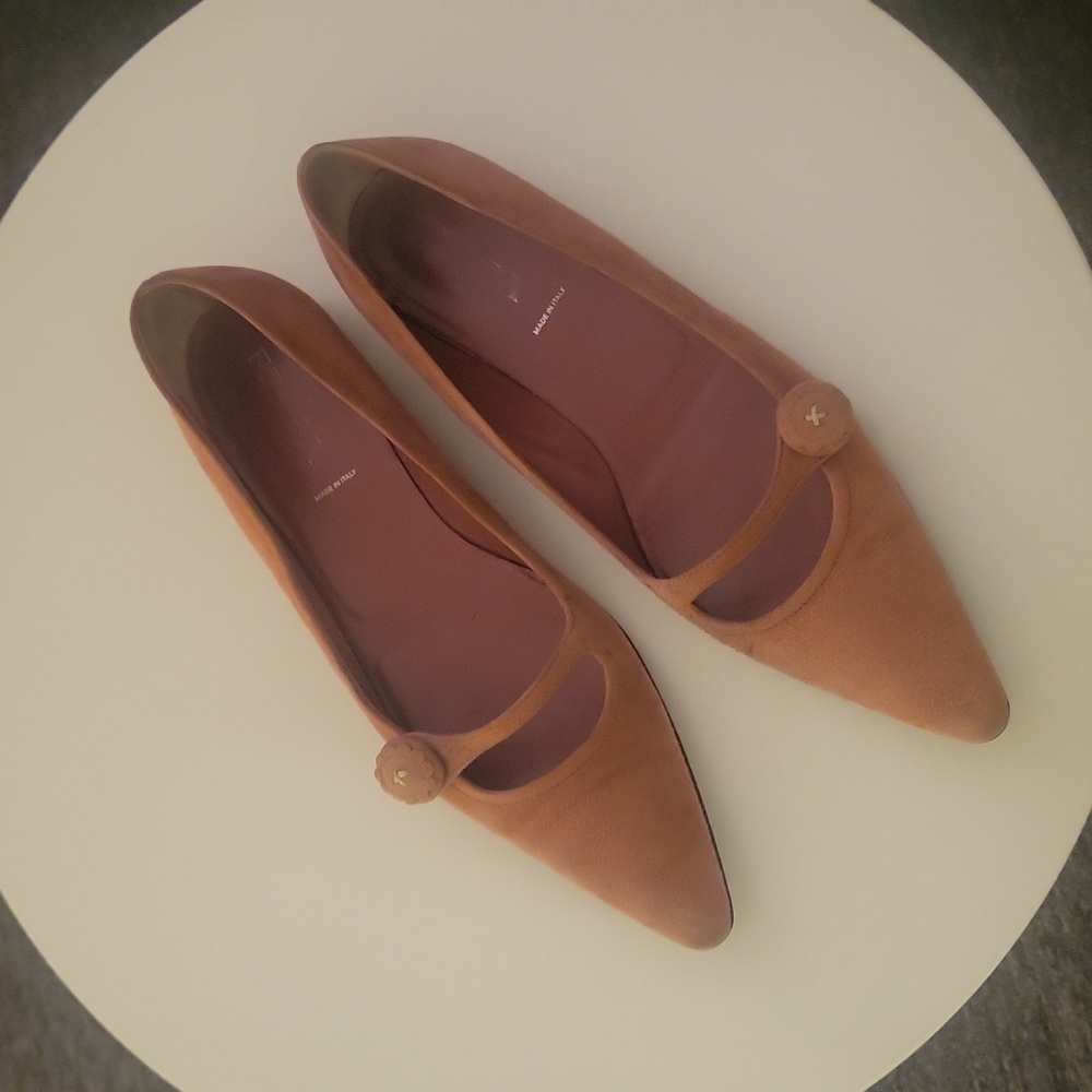 Suede Prada flats strawberry pink (medium shade of pink/red undertone) Size 7.